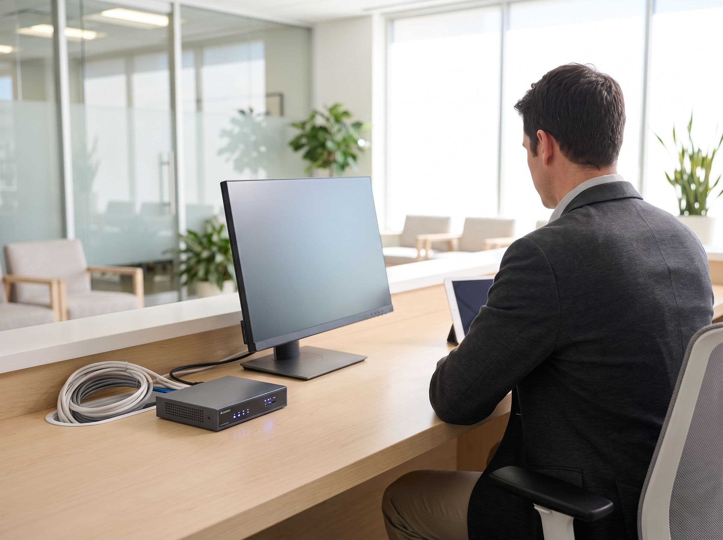 Network and phone infrastructure behind a clinic front desk